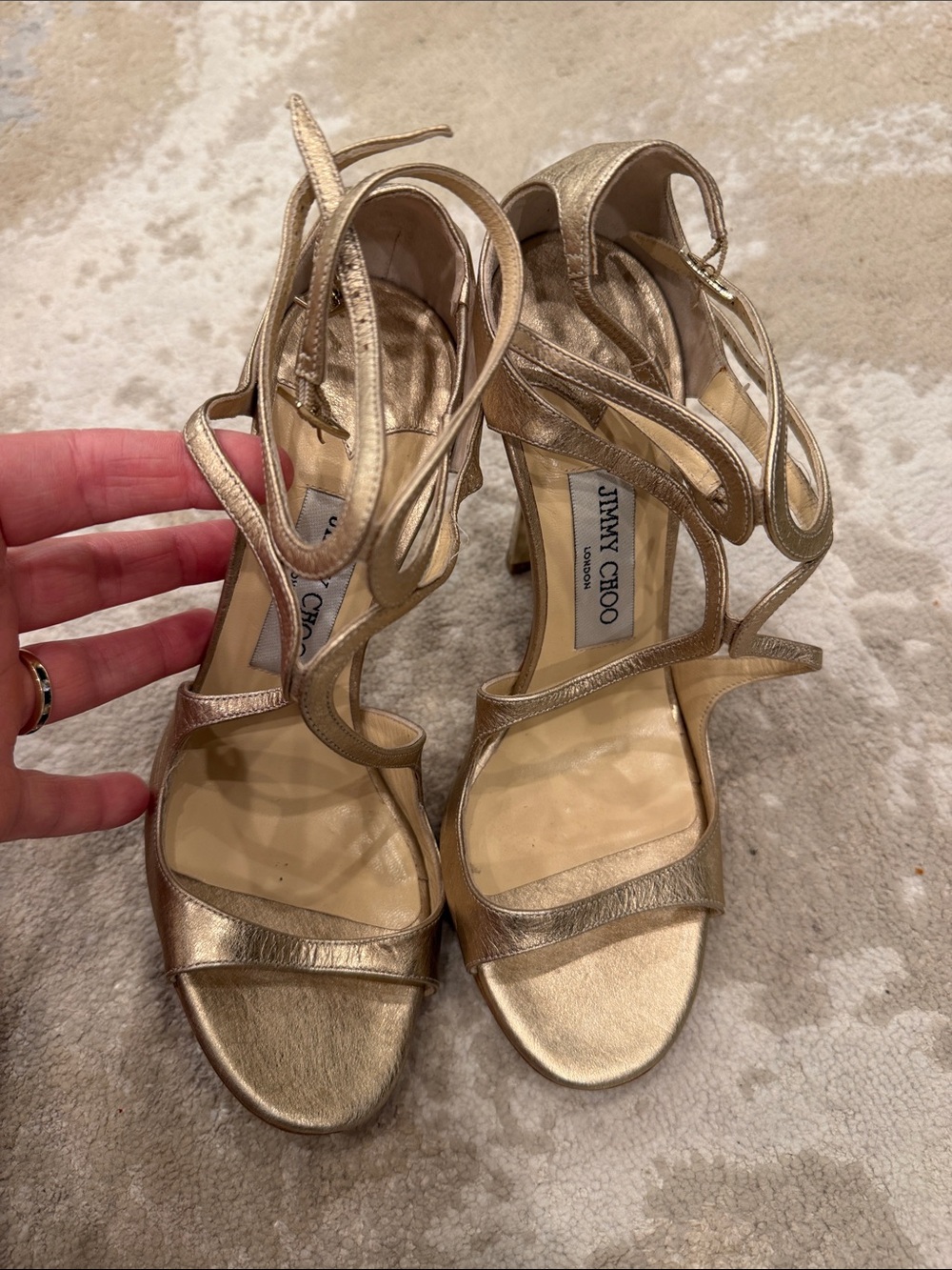 Jimmy Choo Lang Champagne
Leather Womens High Heels Size 37.5 - Picture 3 of 10
